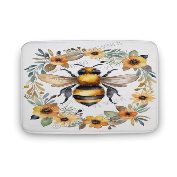 Floral Bee Rustic Farmhouse Bath Mat,Bath Rug for Bathroom,Bath Mat Soft Non Slip Bath Rugs 20"x32"