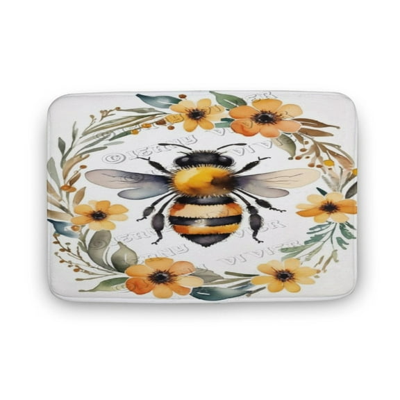 Floral Bee Vintage Bath Mat Boho Non-Slip Bathroom Rug Soft Machine Washable Bathroom Mat Cute Bath Mats for Bathroom Decor for Sink Tub Door Mat 16"x24"