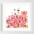 thumbnail image 1 of Floral Bees - Painting Watercolor Floral Insect Flowers Garden Nature White Framed Wall Art Print 8 x 8 inches, 1 of 1