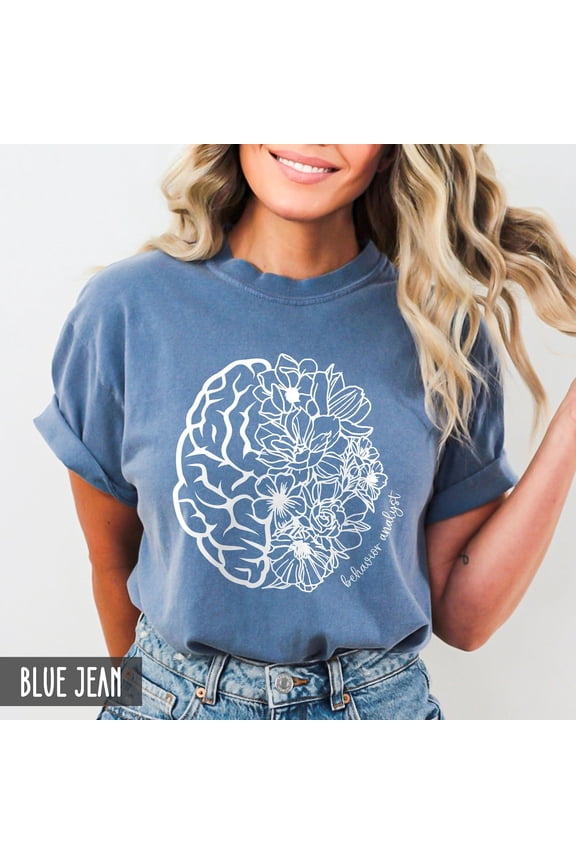 Floral Behavior Analyst Bcba Gift Her Him Flower Brain Specialist Therapist Aba Rbt T-Shirt