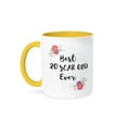 thumbnail image 1 of 3drose, Floral Best 20 Year Old Ever Pink Flowers Cute 20th Birthday Girl Gift, 15oz Two-tone Yellow Mug, 1 of 6