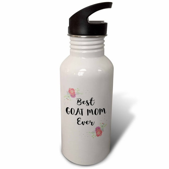 3dRose, Floral Best Goat Mom Ever pretty watercolor pink flowers - pet love, Flip Straw 21oz Water Bottle