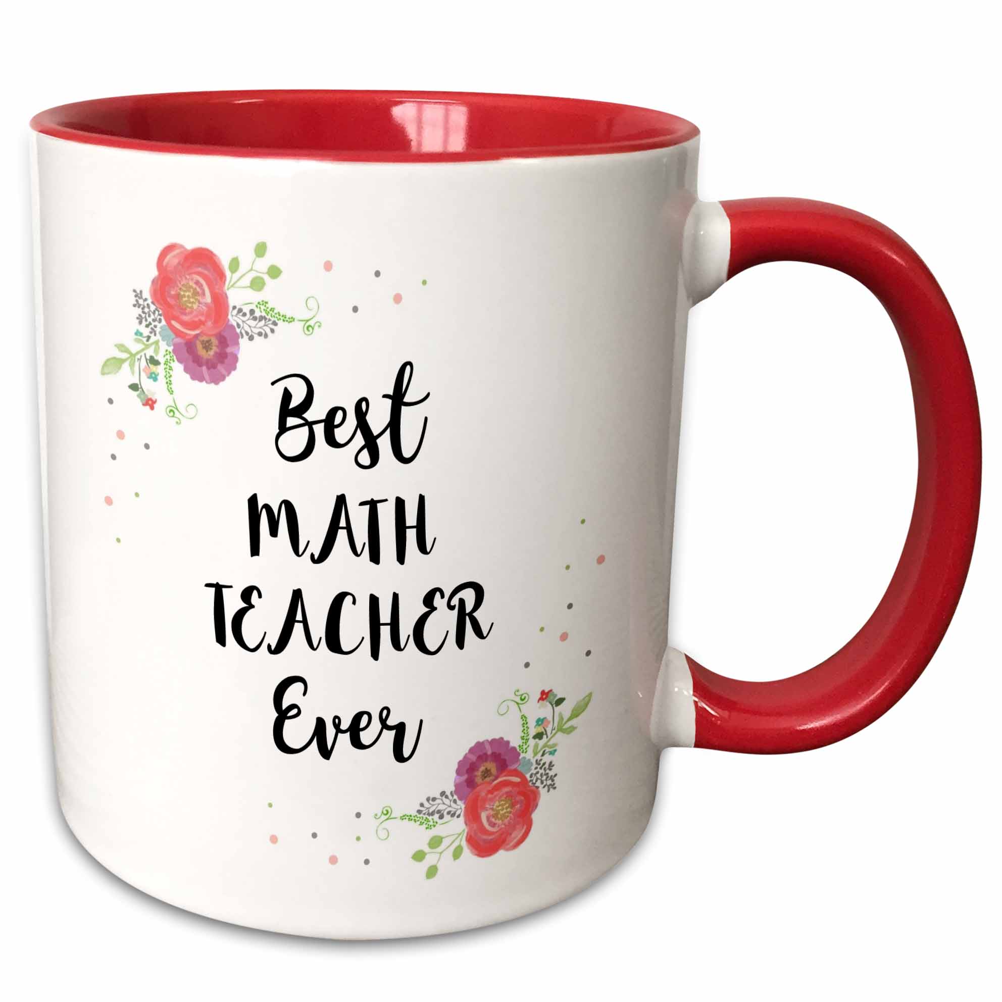 3drose, Floral Best Math Teacher Ever Watercolor Pink Flowers School ...