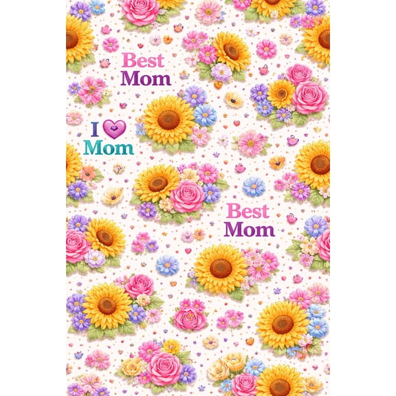 Floral Best Mom Beautiful Pattern Edible Chocolate Transfer Sheet, by Tnct. (1 Count)