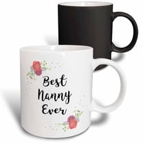 3drose, Floral Best Nanny Ever Pretty Watercolor Pink Flowers Grandma Love, 11oz Magic Transforming Mug