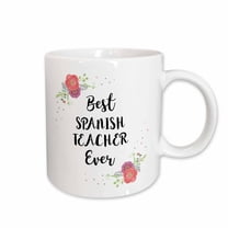 3drose, Floral Best Spanish Teacher Ever Watercolor Pink Flowers Teaching Gift, 11oz Mug