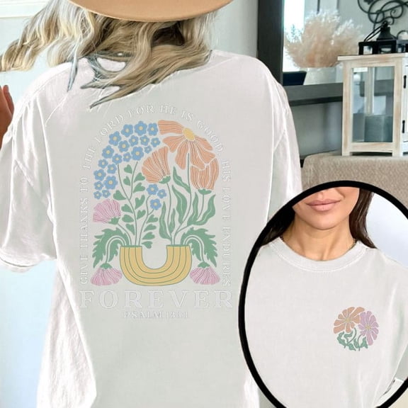 Floral Bible Verse Church Shirt – Women’s 'His Love Endures' Breathable Tee