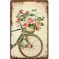 thumbnail image 1 of Floral Bicycle Vintage Aluminum Sign, Vintage Bike Art, Flower Basket Farmhouse Decor, Garden Signs Outdoor Metal, Spring Bike with Flower Funny Tin Sign Farmhouse Decor 12x8 Inches, 1 of 6