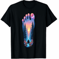 thumbnail image 1 of Floral Bigfoot Foot Print Forest Nature Sasquatch Cryptid Graphic Black T-Shirt for Men and Women, 1 of 4