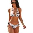 thumbnail image 1 of CROPD Women Two Piece Swimsuit Cute Cherry Tie Side Triangle Bikini Bathing Suit, 1 of 6