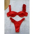 Floral Bikinis 2024 Sexy Women Swimsuit Female Swimwear Solid Thong