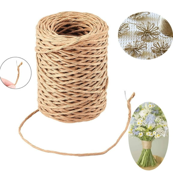 Floral Binding Wire,Tutuviw Rustic Vine Paper Wrapped,Floral Iron Bind Stem Wire,Craft Florist Wire,164 Feet Metal Wire for Gift Wrapping,Flower Bouquets,Wreath,Weaving (Light Brown)