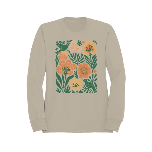 Floral Bird Design Print Women's Sweatshirt