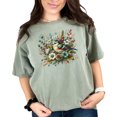 thumbnail image 1 of Floral Bird Design Shirt, Nature Inspired Graphic Tee, Colorful Bird and Flower Art T-Shirt, Unique Wildlife Pattern Top, Moss Comfort Colors T-Shirt, XL, 1 of 1