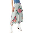 thumbnail image 1 of Floral Bird Pattern Pretty Pastel Women High Waist Midi Skirt Elegant Midi Skirt High Waist A-line for Women, 1 of 4