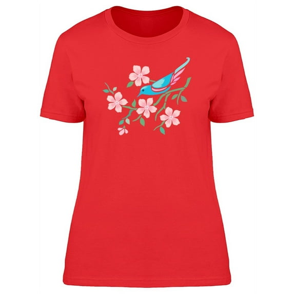 Floral Bird Watercolor Nature T-Shirt Women -Image by Shutterstock, Female Small