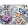 thumbnail image 1 of Floral Birds Dish Drying Mat, Absorbent Microfiber Pad Protector For Kitchen Counter Top Mat Dish Drainboard 16x18in Home Decor, 1 of 7