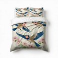 thumbnail image 1 of Floral Birds Flight Bedding Set 3 Pcs Soft Microfiber Quilt Cover For Bedroom Decor, Comforter Cover With 2 Pillowcase, 1 of 5