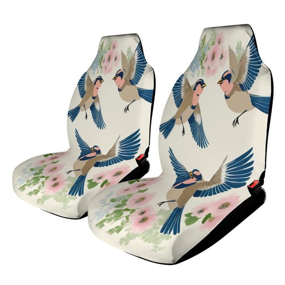 Floral Birds Flight Car Seat Covers Front Seats Universal Fit for Cars SUV Truck Auto Interior Accessories