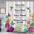 thumbnail image 1 of Floral Birds Inspiration Quotes Shower Curtain, Bible Verse Motivational Quotes Colorful Flower Hummingbird Fabric Shower Curtain Sets, Waterproof Polyester Bathroom Bathtub Decor with Hooks, 72X84in, 1 of 5