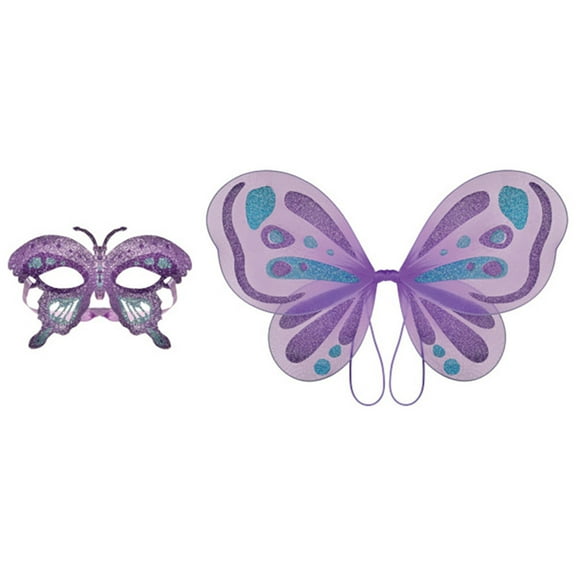 Floral Birthday 'Flutter' Glitter Butterfly Wings and Mask (2pc)