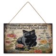 thumbnail image 1 of Floral Black Cat Decor Wall Decor Hanging Wall Art Wood Plaque Signs for Girls Dorm, Kitty Wall Art Ready to Hang for Office Living Room Home Decorations 10"x16", 1 of 8