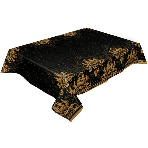 Floral Black Texture Table Cloth Waterproof Dining Tablecloth for Table Kitchen Decorative Coffee Cu