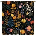 thumbnail image 1 of Floral Blackout Curtain, Boho Colorful Black Abstract Flowers Botanical Window Treatment Curtains For Cafe Bedroom Office Dining Room Living Room Kitchen Drapes 42"W x 84"L (Pack of 2), 1 of 6
