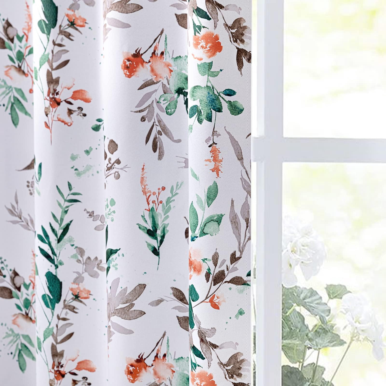 Floral Blackout Curtains For Kitchen Room Darkening Thermal Insulated ...