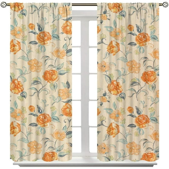 Floral Blackout Curtains, Watercolor Floral Boho Flower Decoration Curtains Window Treatments for Living Room Bedroom Kithen Decor 2 Panel Sets, 42x54 Inch