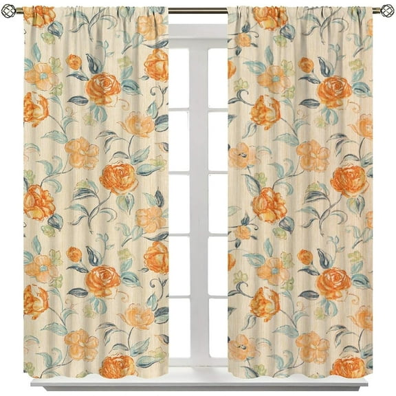 Floral Blackout Curtains, Watercolor Floral Boho Flower Decoration Curtains Window Treatments for Living Room Bedroom Kithen Decor 2 Panel Sets, 42x63 Inch