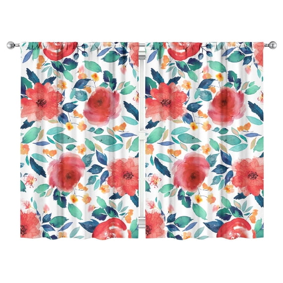 Floral Blackout Drapes 52x84 Inch Rod Pocket Curtains 2 Panels, Simple and Elegant Style for Any Living Space