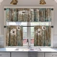 thumbnail image 1 of Floral Blackout Kitchen Curtains Tiers and Valances Set 3 Piece for Windows Butterfly Kitchen Window Curtains Set,Farmhouse Wooden Texture Valances for Living Room(36" Tiers Set), 1 of 6