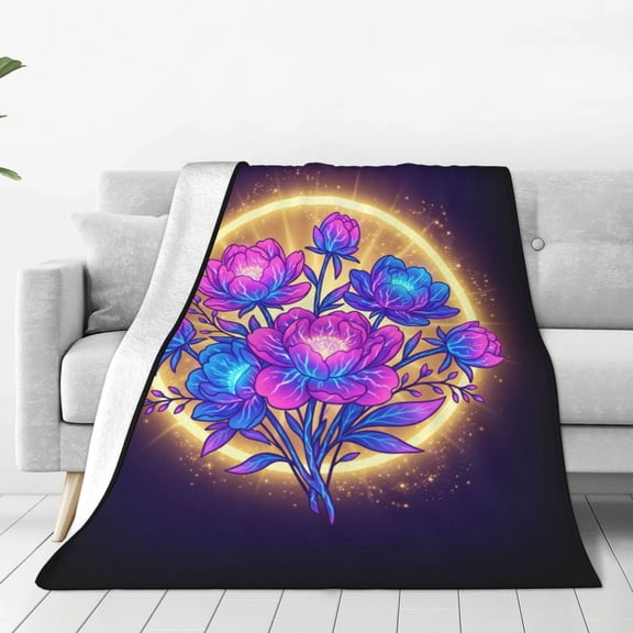 Floral Blanket, Botanical Wildflower Flannel Throw Blanket, Super Soft Cozy Lightweight Blanket for Sofa, Bed, Bedroom, Spring Summer Home Decor Gift 50x40