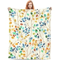 Floral Blanket Gifts for Women Girls for Bed Living Room Bedding Couch Soft Lightweight Warm Cozy Abstract Bright Colorful Leaves Throw Blankets Decor 60x80in All Seasons