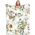 thumbnail image 1 of Floral Blanket Gifts for Women Vintage Colorful Flower Botanical Plant Farmhouse Throw Blankets for Room Bed Couch Decor Soft Lightweight Warm Cozy Blossom Modern Aesthetic Throws 60x80in, 1 of 6