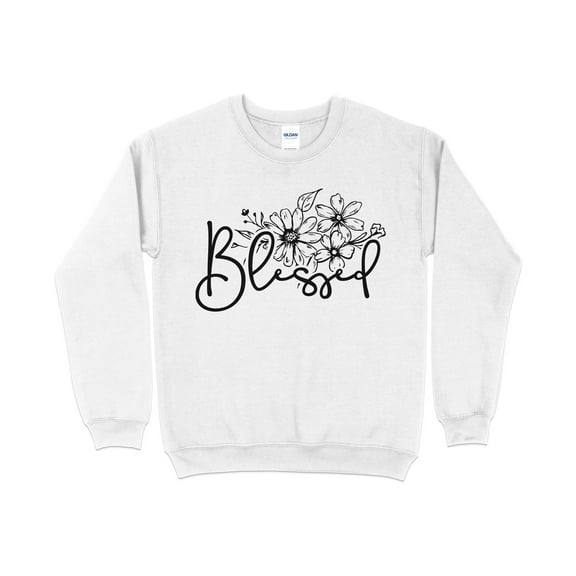 Floral Blessed Graphic Sweatshirt, Inspirational Women's Clothing, Casual Pullover, Comfy Top with Positive Message