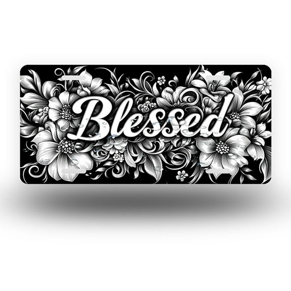 Floral Blessing Front License Plate, Metal License Plate, Funny Standard Plates Personalized Novelty Decorative For Men/Women/Boys/Girls Car 6×12 Inch