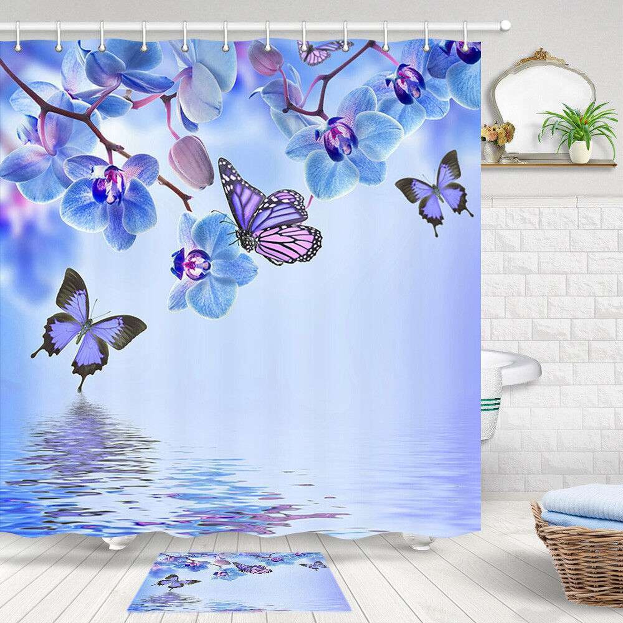 Floral Bliss Bathroom Set Shower Curtain and Matching Bath Mat