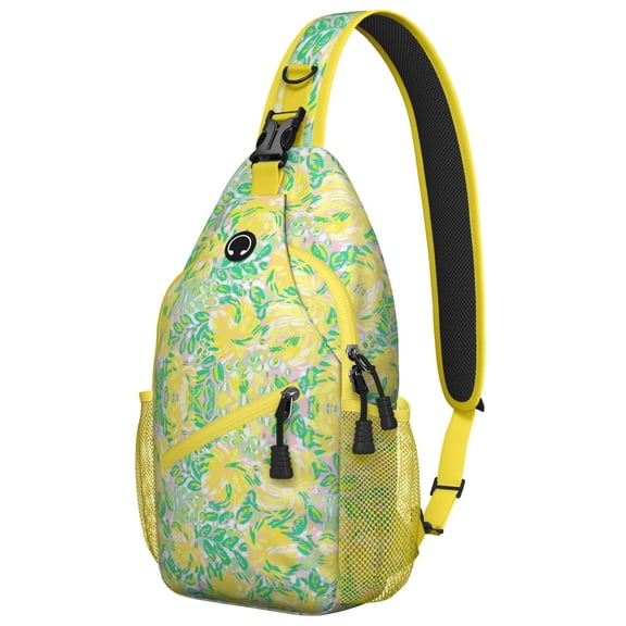 Floral Bloom Artistic Sling Backpack for Women, Lightweight Botanical Crossbody Shoulder Bag for Travel, Retro Watercolor Daypack