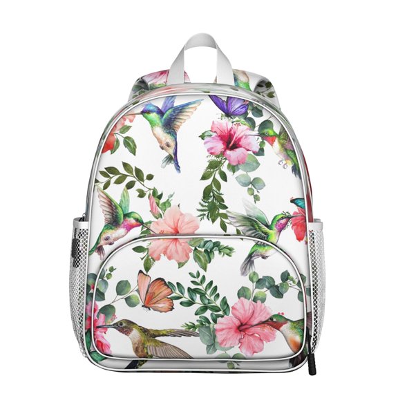 Floral Bloom Students Backpack - Bright Colorful Vintage Floral and Butterfly Artwork, Comfortable Adjustable Straps, Water-Resistant Oxford Fabric for School Use