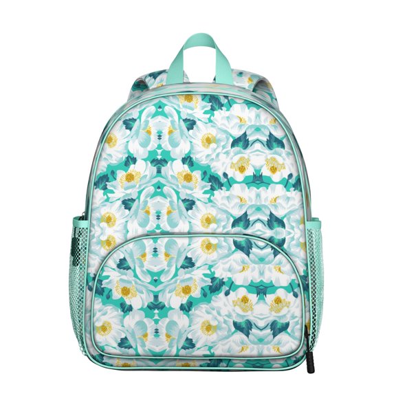 Floral Bloom Students Backpack - Vintage Botanical Garden Print with Tropical Flower and Leaves, Durable Water-Resistant Oxford Fabric for School and Outdoor Use