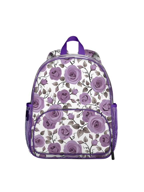 Floral Bloom Students Backpack - Vintage Botanical Garden Print with Bright Tropical Flowers, Durable Water-Resistant Oxford Fabric School Bag