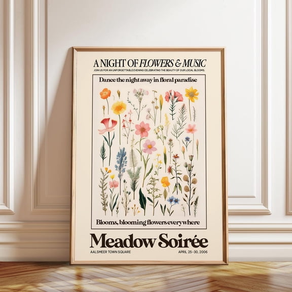 Floral Blossom - A Night Of Flowers & Music Wall Art - Meadow Flower Botanical Poster Wall Art, Modern Wall Decor, 8x12 UNFRAMED