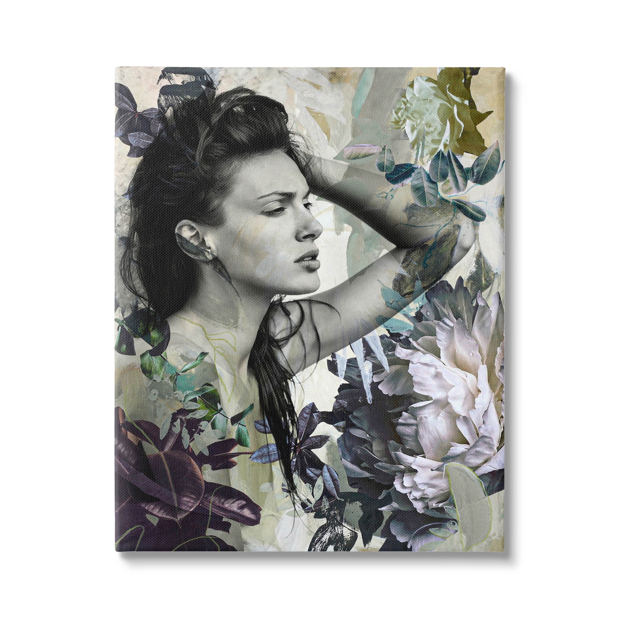 Floral Blossom Woman Collage Botanical & Floral Graphic Art Gallery Wrapped Canvas Print Wall Art