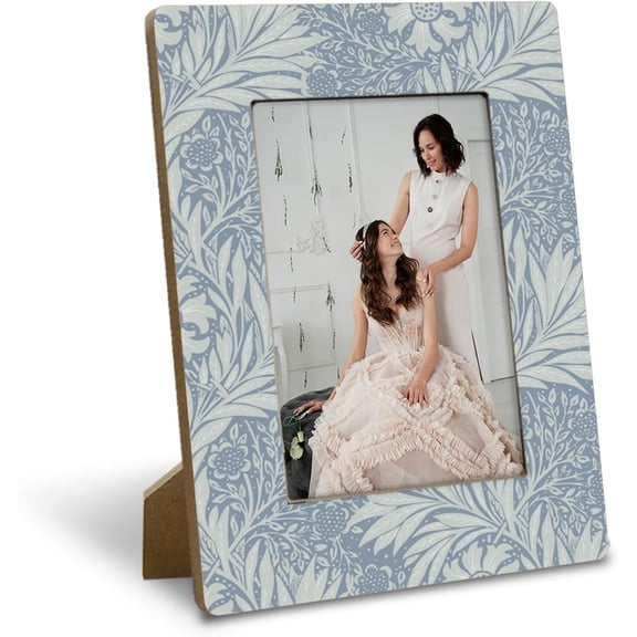 Floral Blue 4x6 Picture Frame Elegant Vintage Botanical Pattern Photo Frame, Decorative Tabletop & Wall Display, Perfect for Home Dcor, Gallery & Gift