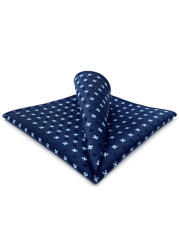 Floral Blue Mens Pocket Square Silk Handkerchief Handmade