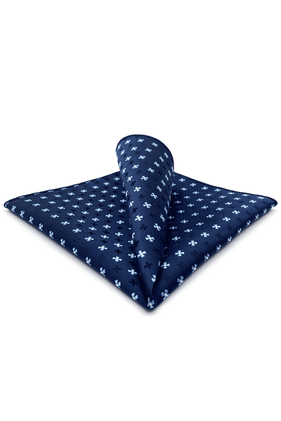 Floral Blue Mens Pocket Square Silk Handkerchief Handmade