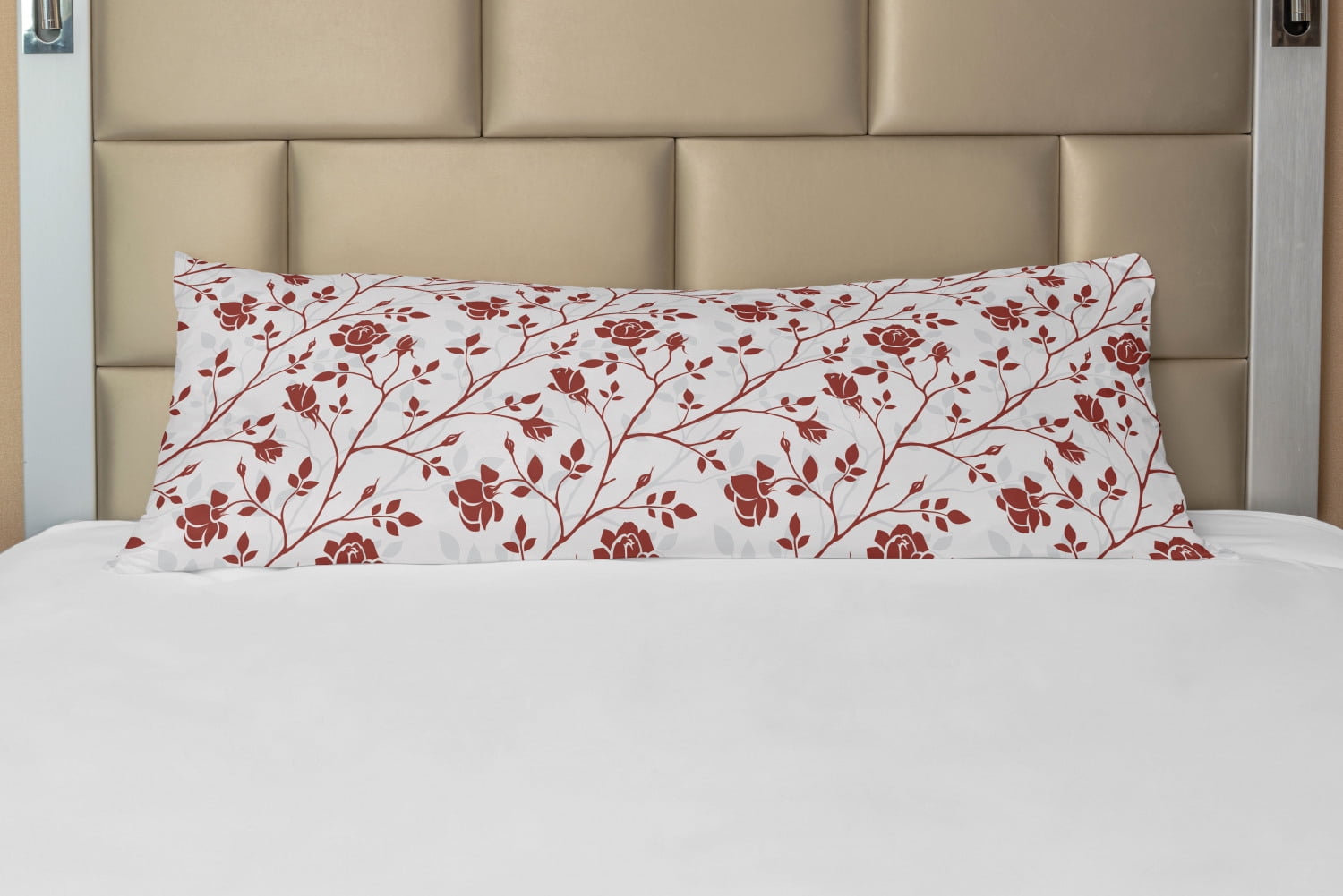 Floral Body Pillow Case Cover with Zipper, Monochrome Floral