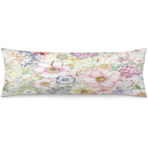 Floral Body Pillow Cover 20"x54" Pillow Case Colorful Flowers Blossoms Spring Florals Long Pillow Cases Protector with Zipper Decorative Soft Bedding Pillowcase Rectangle Cushion Covers for Bed,Couch